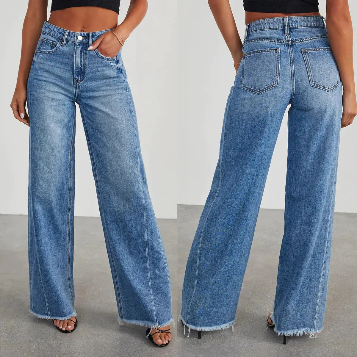 Women's Frayed Hem Jeans Dear Fancy