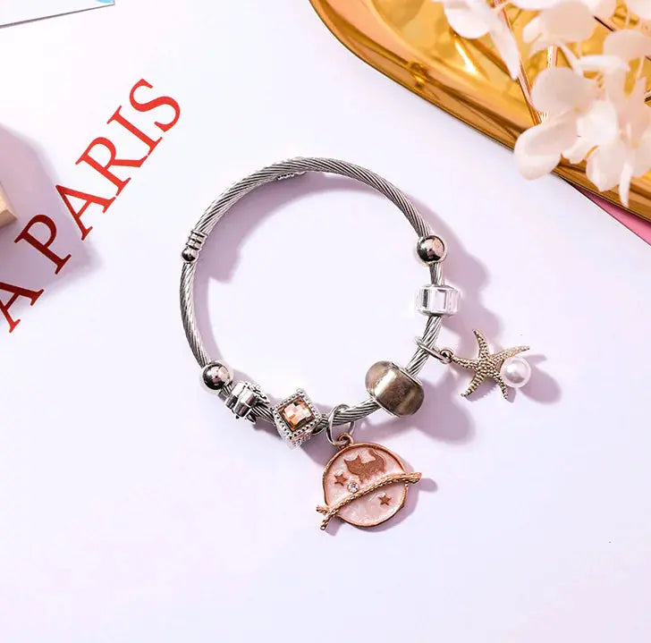 Crystal Encrusted Stainless Steel Bracelet Adjustable Dear Fancy