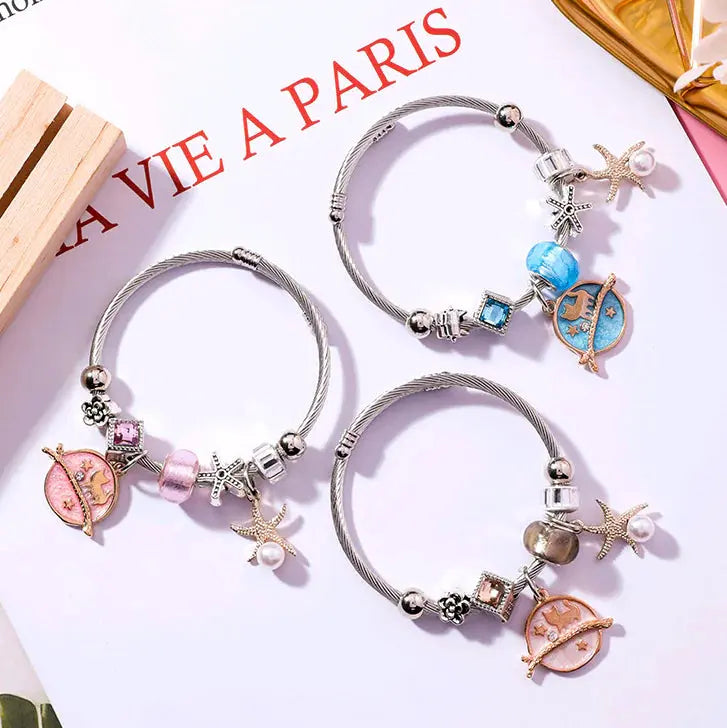 Crystal-encrusted stainless steel bracelet adjustable Dear Fancy