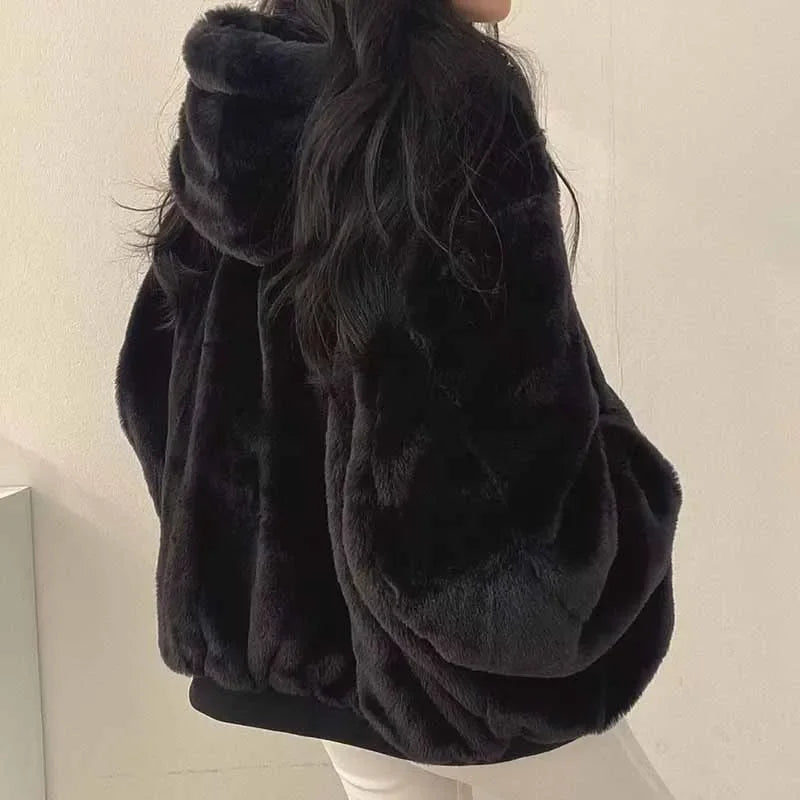 Smvp Winter Thicken Warm Parkas Women Fashion Double Sided Hooded Fleece Coat Ladies Korean Loose Long Sleeve Zip Up Jackets Dear Fancy
