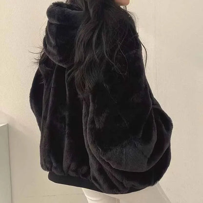 Smvp Winter Thicken Warm Parkas Women Fashion Double Sided Hooded Fleece Coat Ladies Korean Loose Long Sleeve Zip Up Jackets Dear Fancy