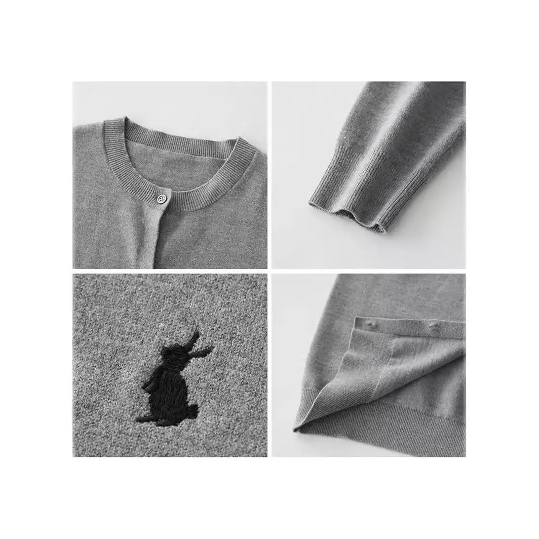 Simple Solid Embroidered Knitted Cardigan Sweater for Autumn Dropshipman