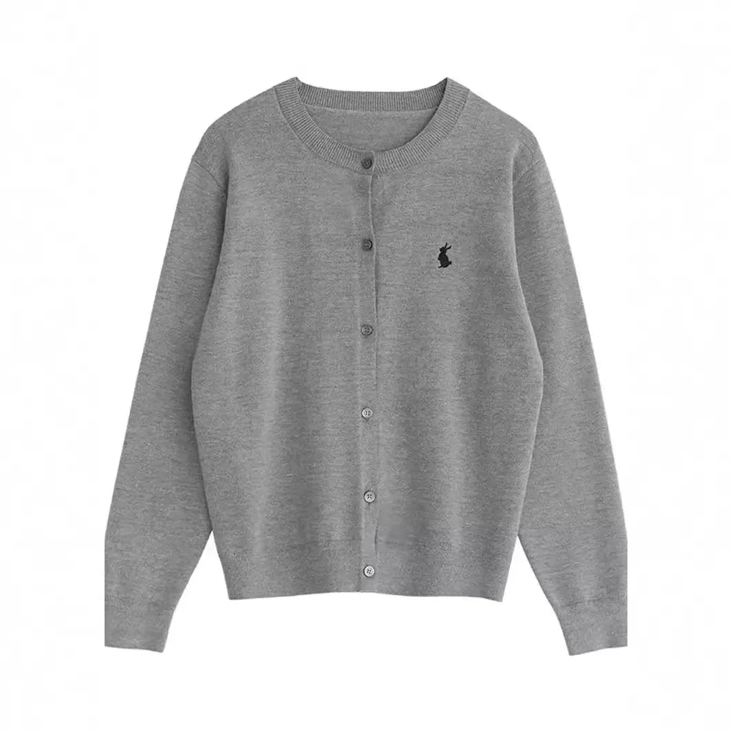 Simple Solid Embroidered Knitted Cardigan Sweater for Autumn Dropshipman