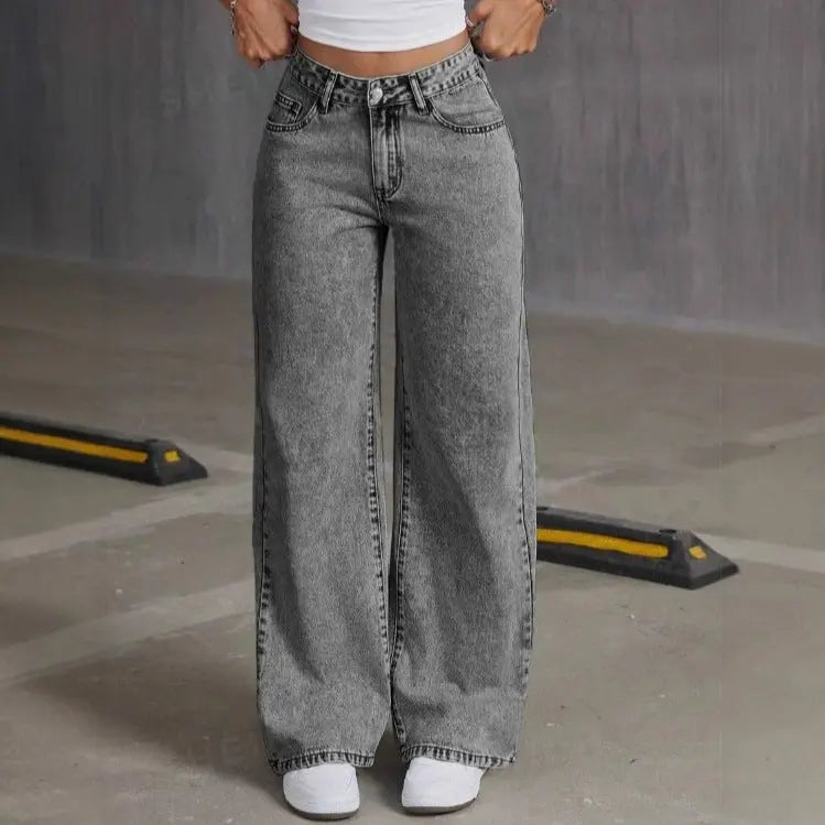 Women's Straight Loose Jeans with Bow Sewn Vintage Jeans Dropshipman