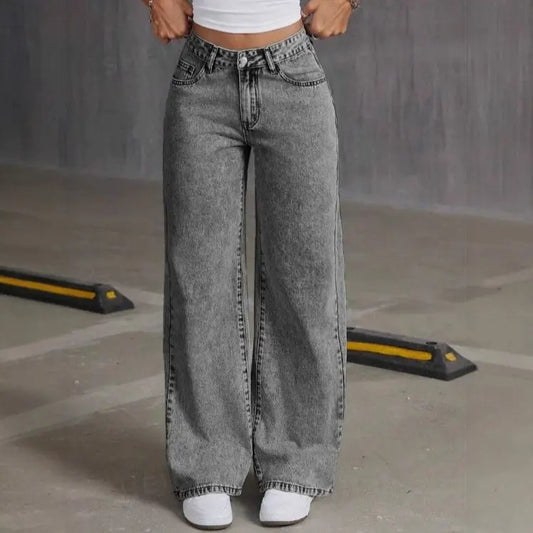 Women's Straight Loose Jeans with Bow Sewn Vintage Jeans Dropshipman