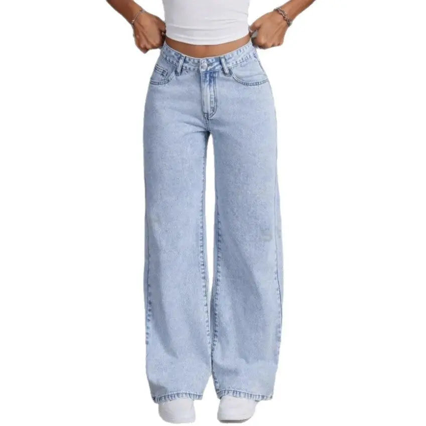 Women's Straight Loose Jeans with Bow Sewn Vintage Jeans Dropshipman